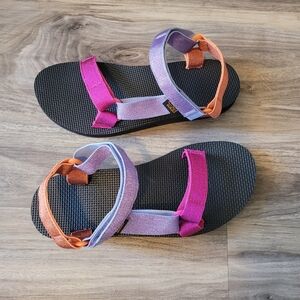 Teva Original Pink and Purple Sandals 9